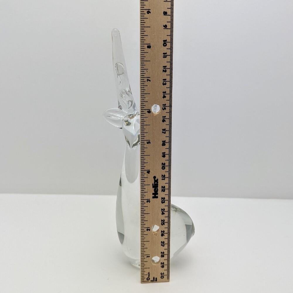 Vintage Enesco Clear Art Glass Reindeer Deer Stag Hand Blown Figurine 8.25" - Picture 2 of 10